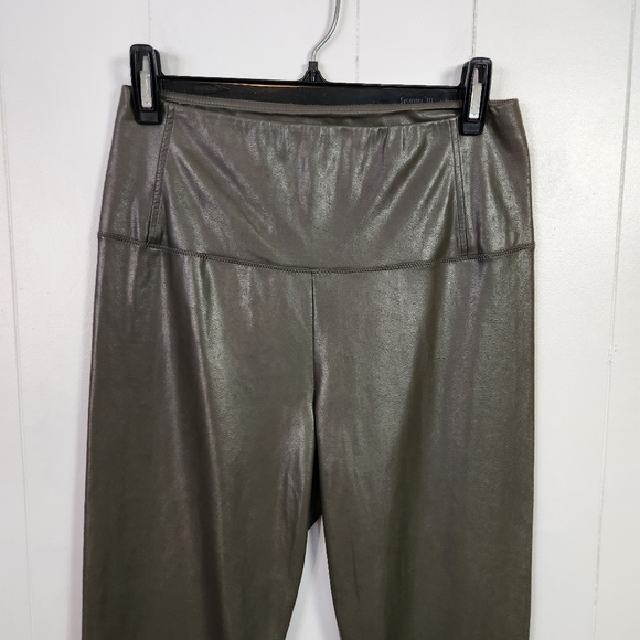 Aritzia Wilfred Green Daria Vegan Faux Leather Leggings Pants High Waisted Rise - Picture 5 of 11